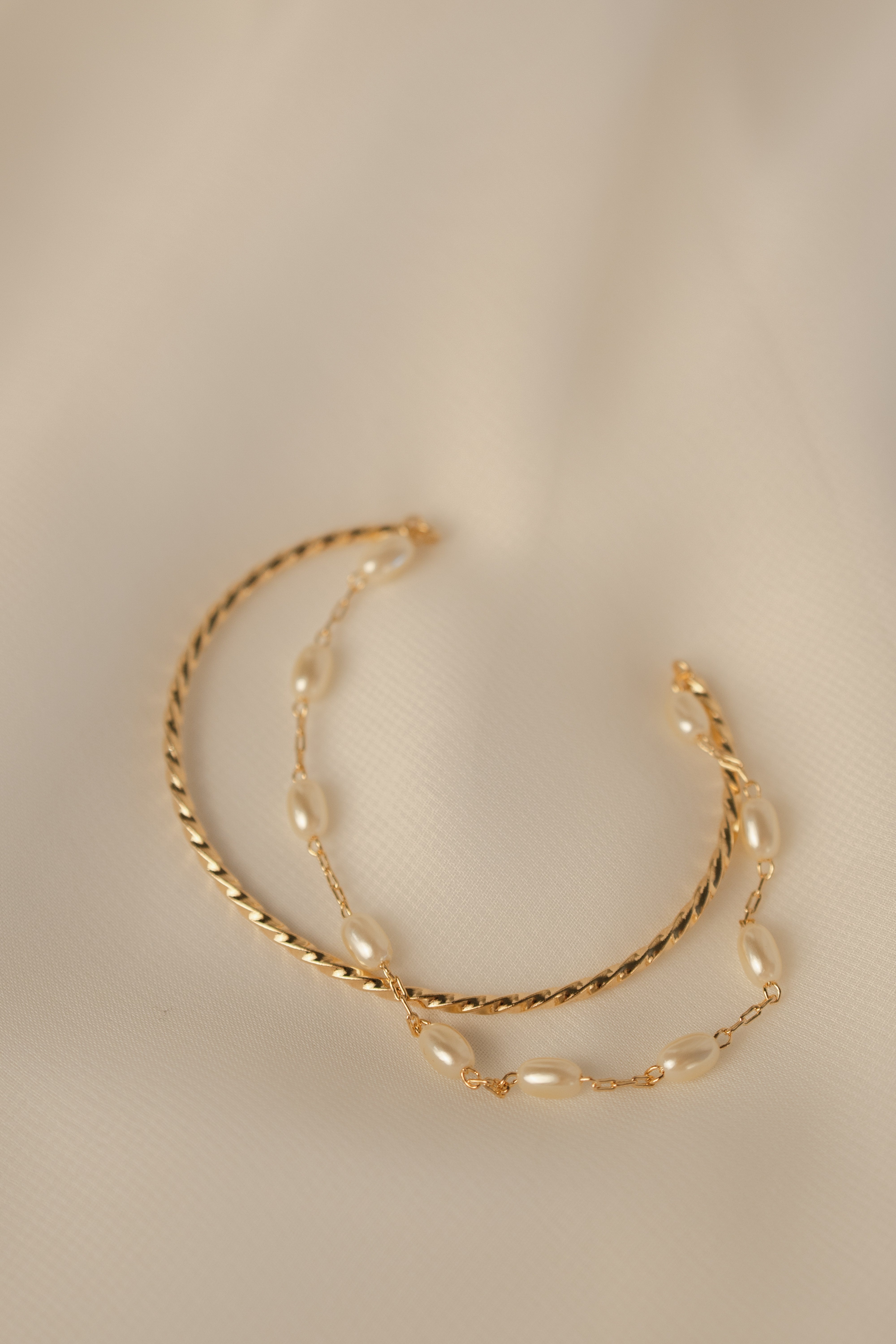Handmade Brass Cuff Bracelet with Pearl Accent display picture 3