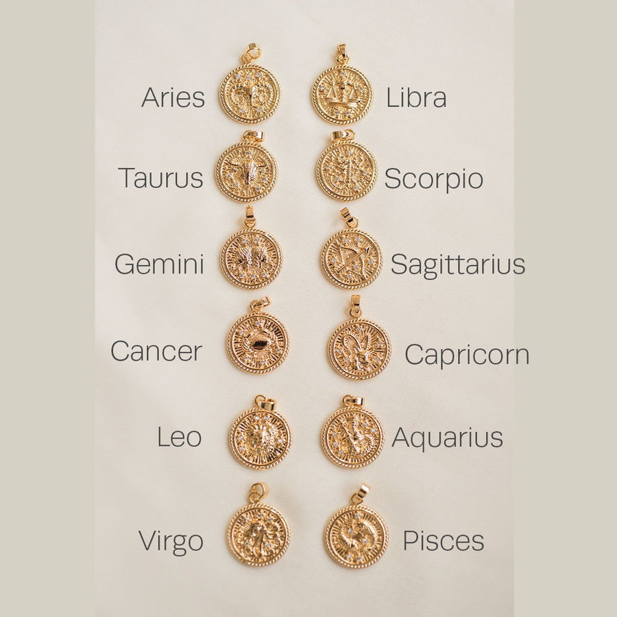 Zodiac Necklace, Zodiac Jewelry,  Zodiac Sign, Handmade Jewelry, Coin Pendant, Link Chain, Custom Jewelry, Christmas Gift, Birthday Gift