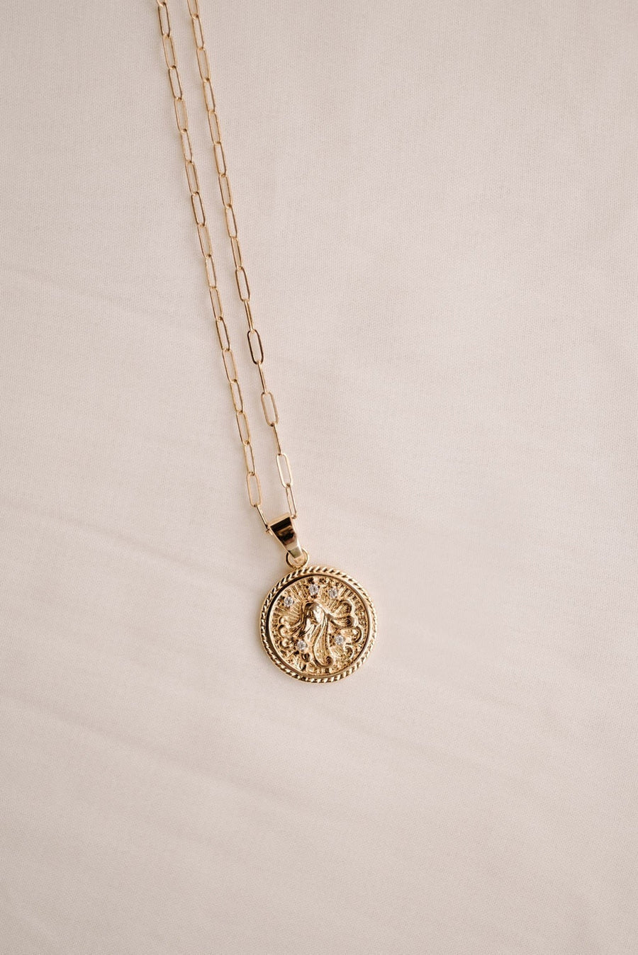 Zodiac Necklace, Zodiac Jewelry,  Zodiac Sign, Handmade Jewelry, Coin Pendant, Link Chain, Custom Jewelry, Christmas Gift, Birthday Gift