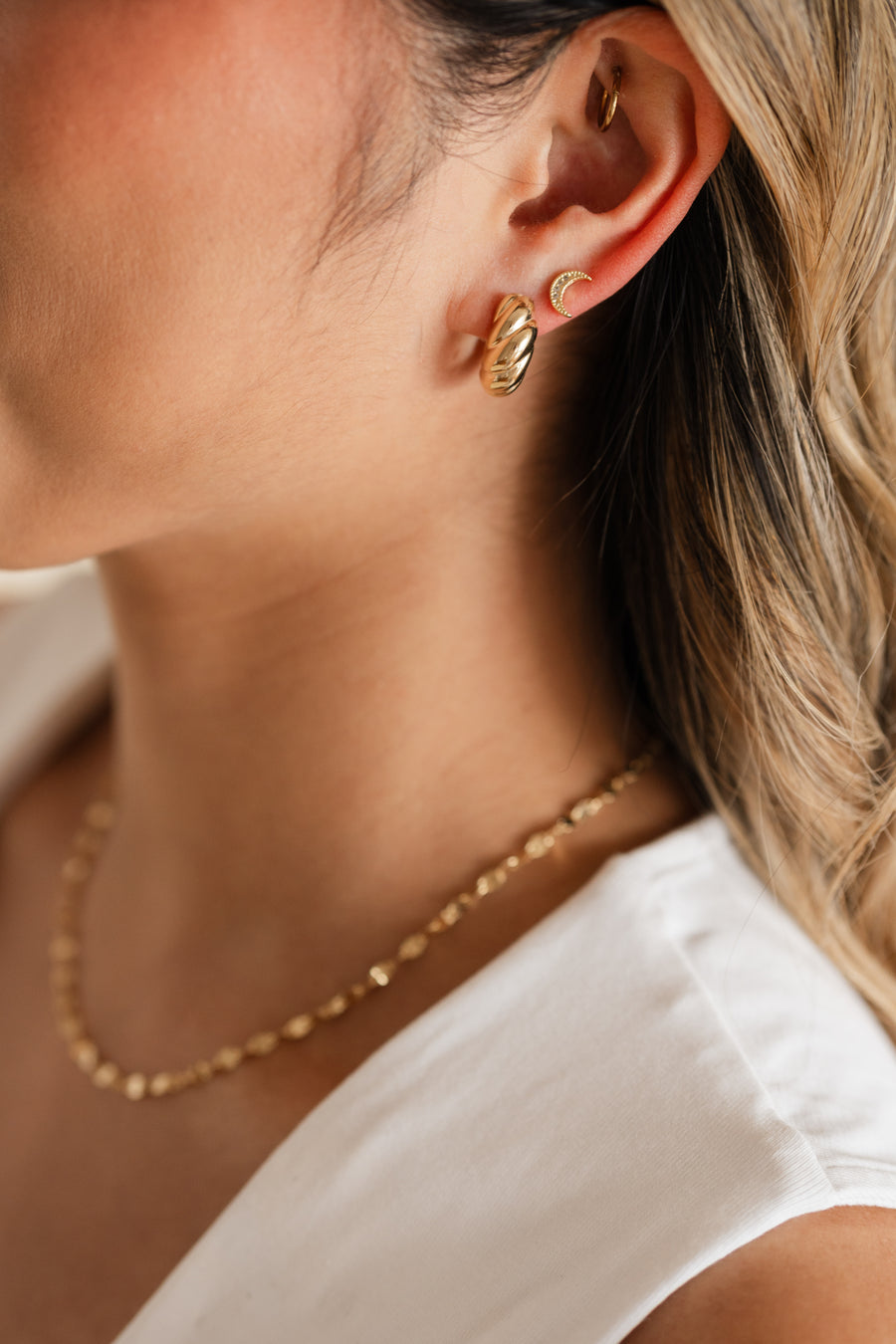 Crescent Moon Studs