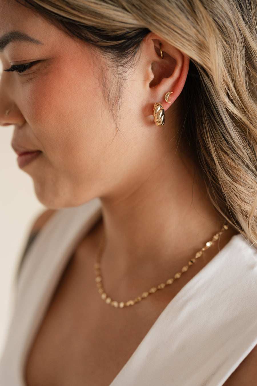 Crescent Moon Studs