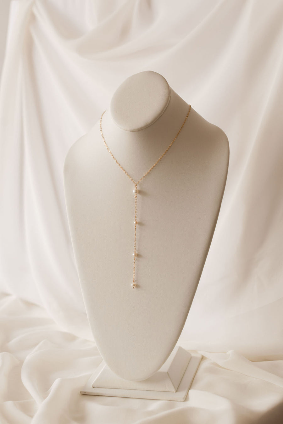 Buy Wholesale Simple Gold Back Drop Bridal Necklace with Pearl Crystal-  Adorn A Bride