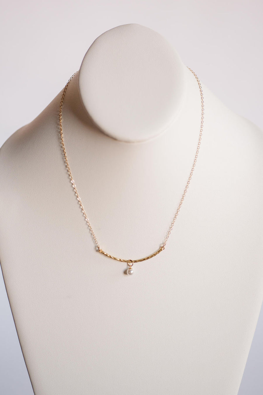 Hammered Bar Necklace, Pearl Necklace, 18k Gold Vermeil, Handmade Jewelry, 14k Gold, Pearl, Christmas, Mother&#39;s Day, Wedding, Bridesmaid